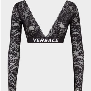 Versace lace long sleeve crop top